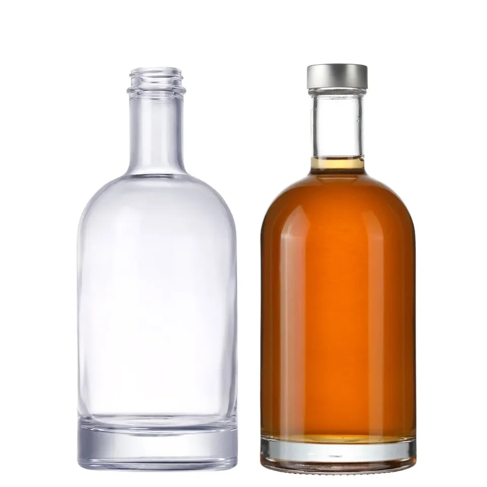 Clear Empty Nordic Bottle Vodka  Liquor Gin Rum Tequila Whiskey Whisky Brandy Spirit Glass Bottle With Cork