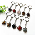 Wholesale Gemstone Agate Cabochon Keychain Natural Stone Rose Quartz Crystal Cabochon Keyring