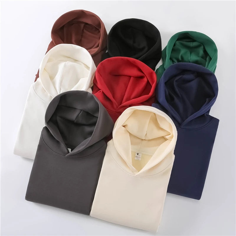 Oem Logo Custom Embroidery Plain Hoodies 480gsm Blank Unisex Cotton Polyester Heavyweight Pullover Men's Hoodie
