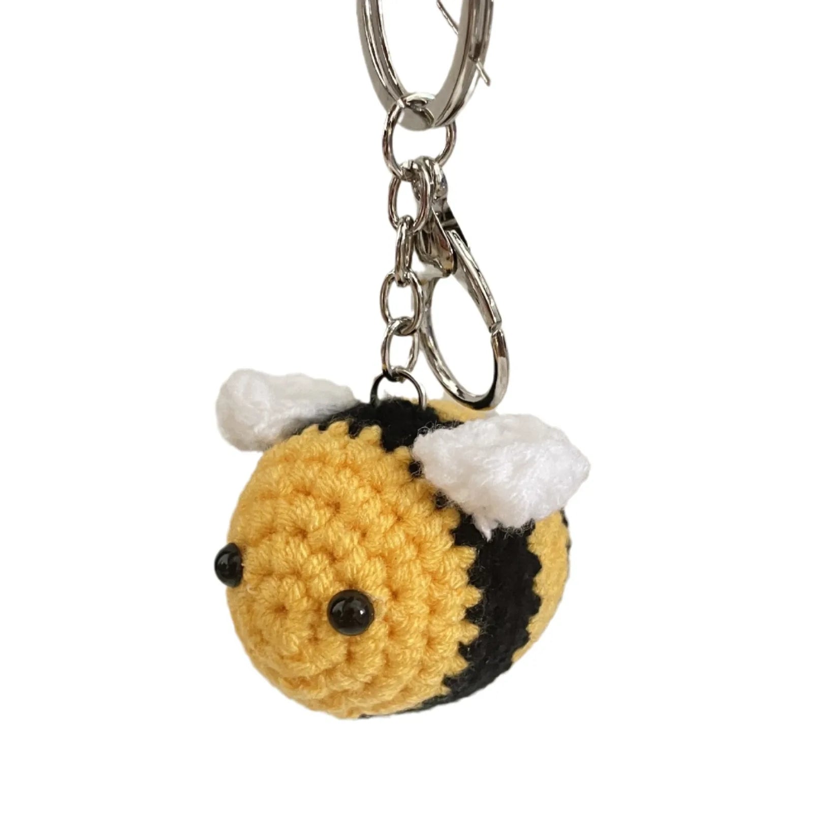 Fashion Handmade Teacher's Day Gift Bag Pendant Accessories Charm Knitted Crochet Animal Bee KeyChain Yellow Crochet Bee Keyring