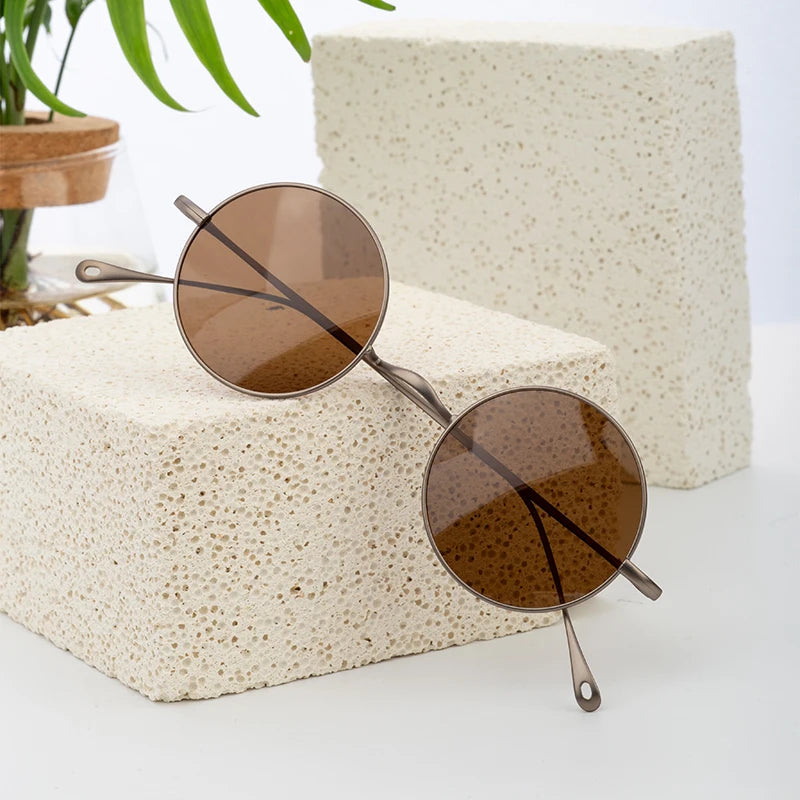 Hot Selling Trend Fashion Unisex Polarized Round Metal Sunglasses Women Designer Retro