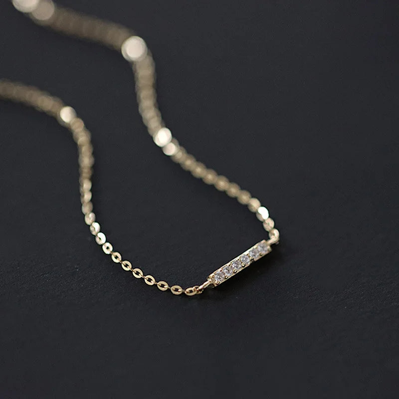 Fashionable S925 Sterling Silver Bracelet CZ Zircon Bar Strip Charm 14K Gold Plated Bracelets