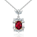 Fashion Jewelry Diamond Bulk 925 Sterling Silver Fine Elegant Women Wedding Party Gift Ruby Cz Gemstone  Pendant Necklace