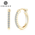 Classic Design 925 Sterling Silver Gold Plating 0.20cttw All Moissanite Wedding Jewelry 0.20cttw All Moissanite Hoop Earrings