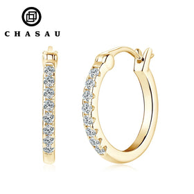 Classic Design 925 Sterling Silver Gold Plating 0.20cttw All Moissanite Wedding Jewelry 0.20cttw All Moissanite Hoop Earrings
