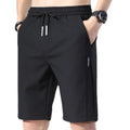 Men's New Trend Woven Formal Solid Ice Silk Loose Elastic Mid Waist Quick Dry Shorts with Breathable Split Design for Summer