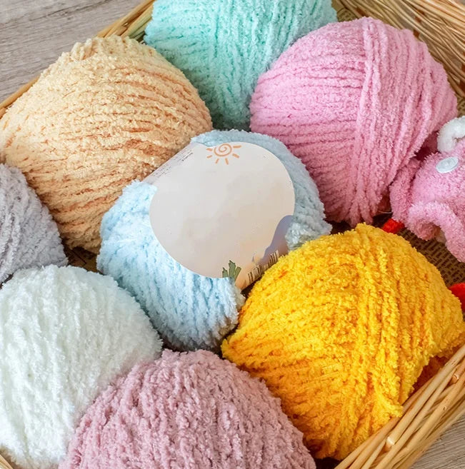 Hot Sale Soft Fancy Dyed Plush Yarn 100% Polyester Yarn 3 Ply for DIY Knitting