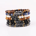 New Design 6mm Natural Stone Hematite Beaded Elastic Bracelet Men Women JBS12532
