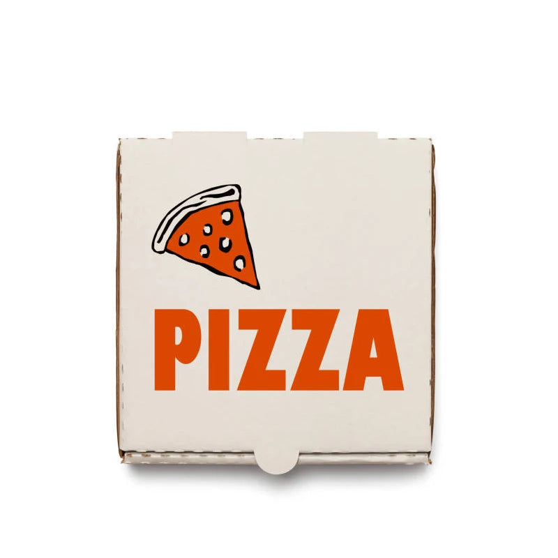 Personalised White Corrugated Pizza Box Open Air with Logo Good Quality Available in Small Medium Large Sizes Embossed Printing