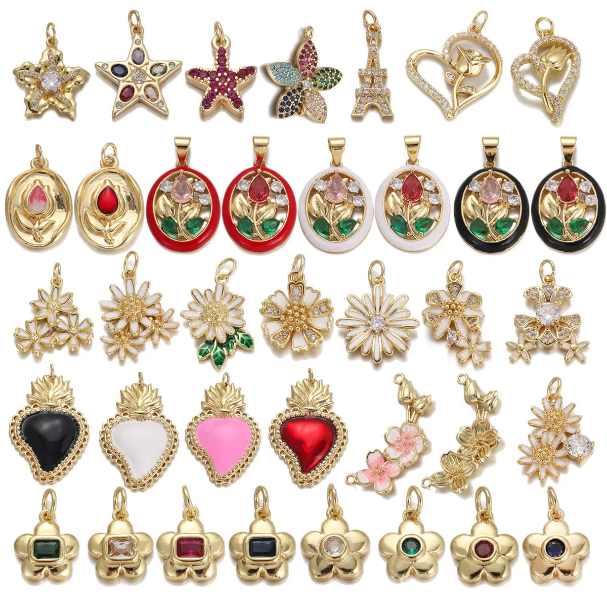 Copper 18K Gold Plated Children's Animal Shape Micro Pave CZ Colorful Enamel DIY Necklace Bracelet Jewelry MegaBDM