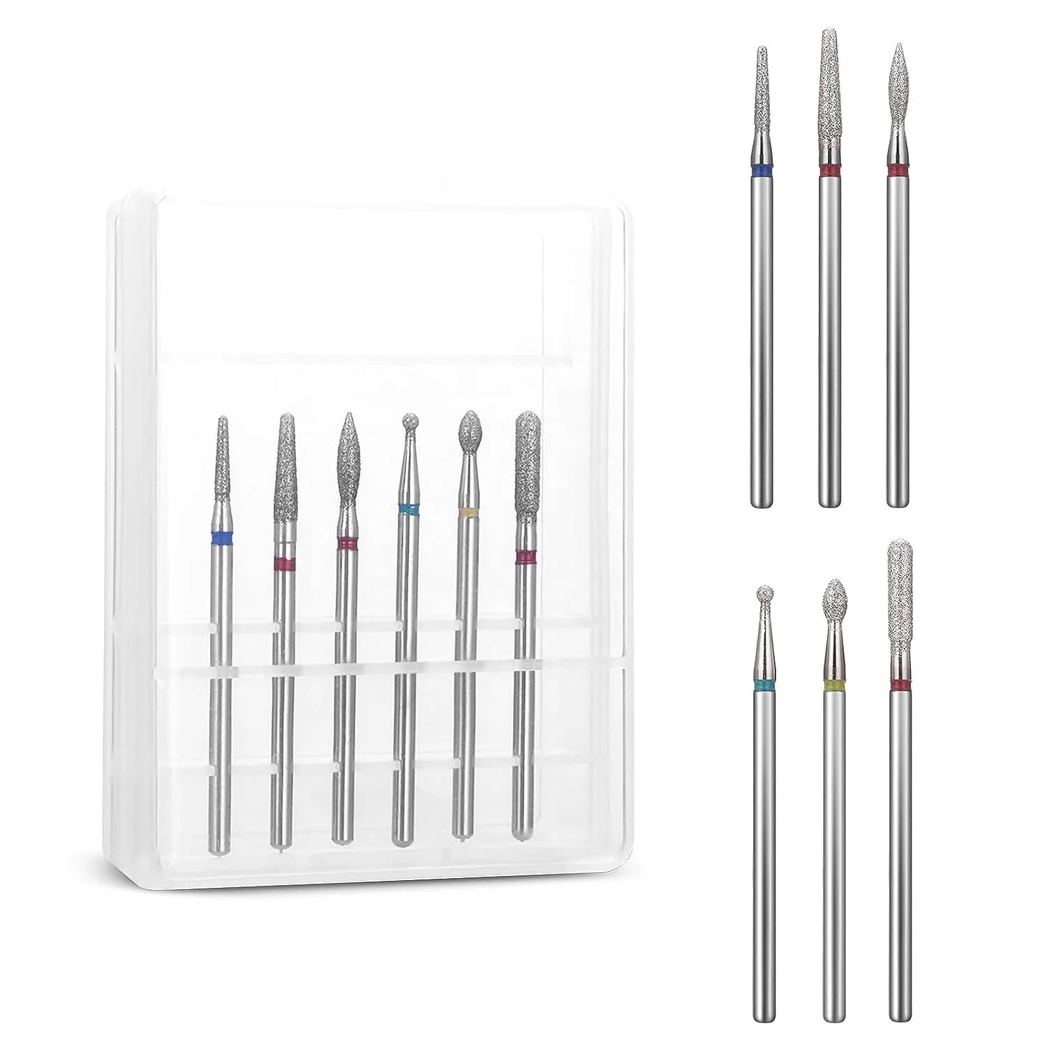 6 Pcs Nail Drill Bits Set Cuticle Drill Bit 3/32 Diamond Carbide Cuticle Remover Drill Bits for Nails Professional Cuticle