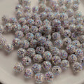 10mm Round Shape Shiny White Color Chunky Plastic Rhinestone Beads Clay Beads for Jewelry Making