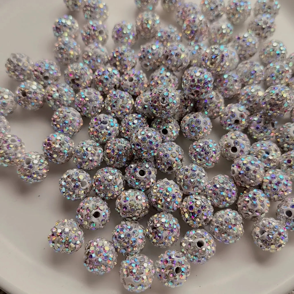 10mm Round Shape Shiny White Color Chunky Plastic Rhinestone Beads Clay Beads for Jewelry Making