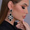 2025 Earring Fashion Jewelry Luxury Super Flash Brass Crystal Flower Earrings Large Wedding Bridal Diamond Statement Earrings