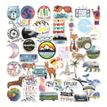 50pcs VSCO outdoor travel small fresh luggage stickers Explore outdoor travel laptop PVC water bottle stickers