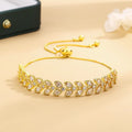 Women's Full-diamond Cubic Zirconia Wheat Ear Bracelet Gold-plated Copper and High-end Feel Adjustable Women's Jewelry.