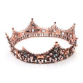Vintage Round Big Crown Baroque Queen Bridal Tiaras Wedding Engagement Anniversary Gold Plated Alloy