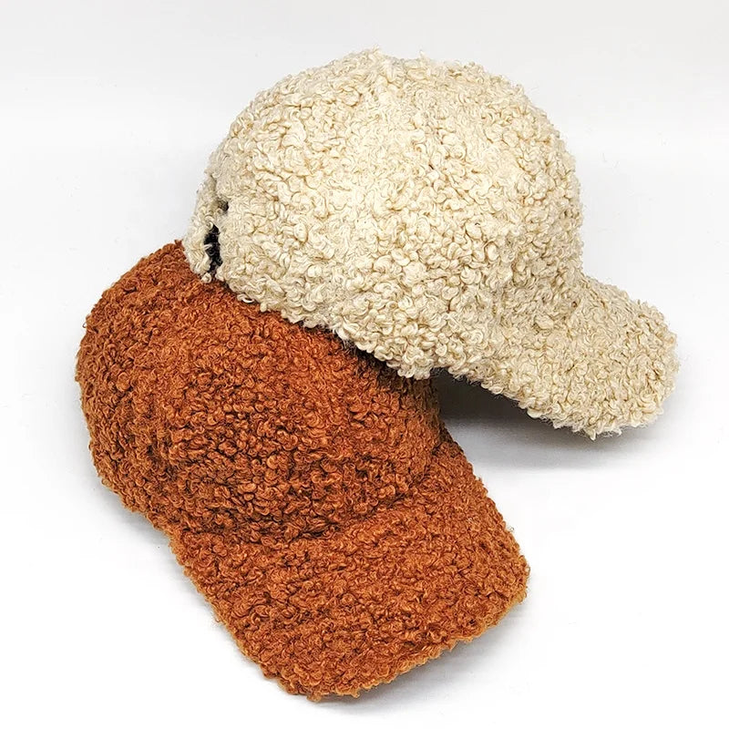 MIO New Arrival Leisure Plush Warm Hat Adjustable Baseball Cap Teddy Curl Fashion Cap for Men and Women