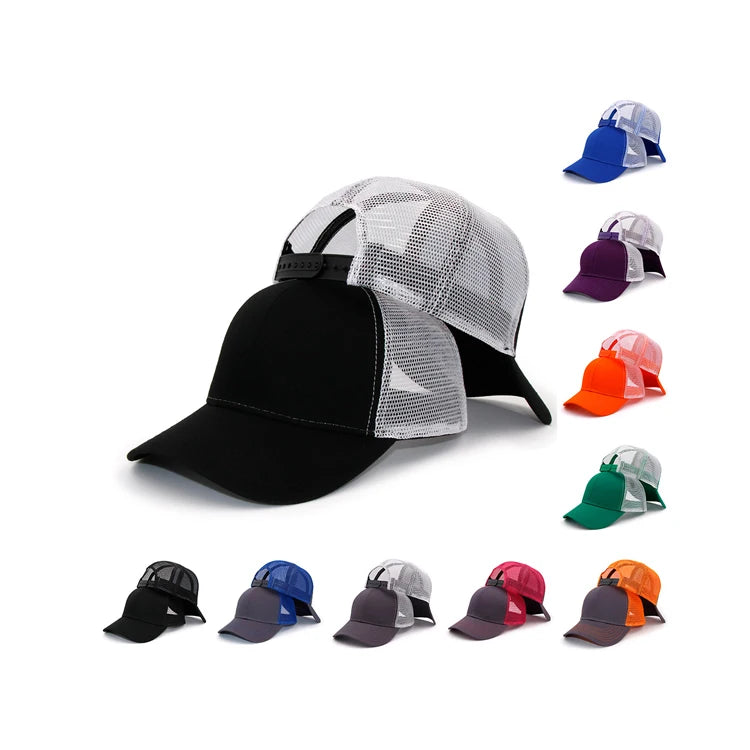 Unisex Custom Logo Golf Mesh Trucker Hat Factory's 6-Panel Plain Design Blank Outdoor Sports Baseball Cap for Personalization