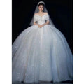 S1395T 2024 New Custom High Quality Lace Diamond Trailing Wedding Gown Bohemian Style With A-Line Silhouette and Chapel Train