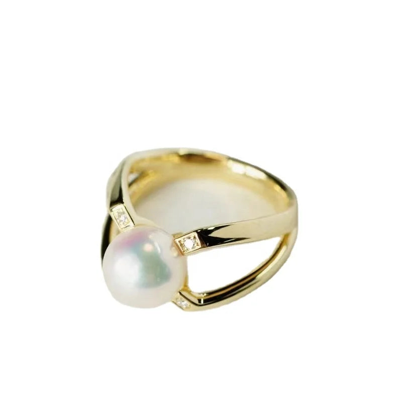 R1168 7-8mm Natural Freshwater Pearl Ring Accessory 925 Sterling Silver Adjustable Size Engagement Jewelry Ring for Women