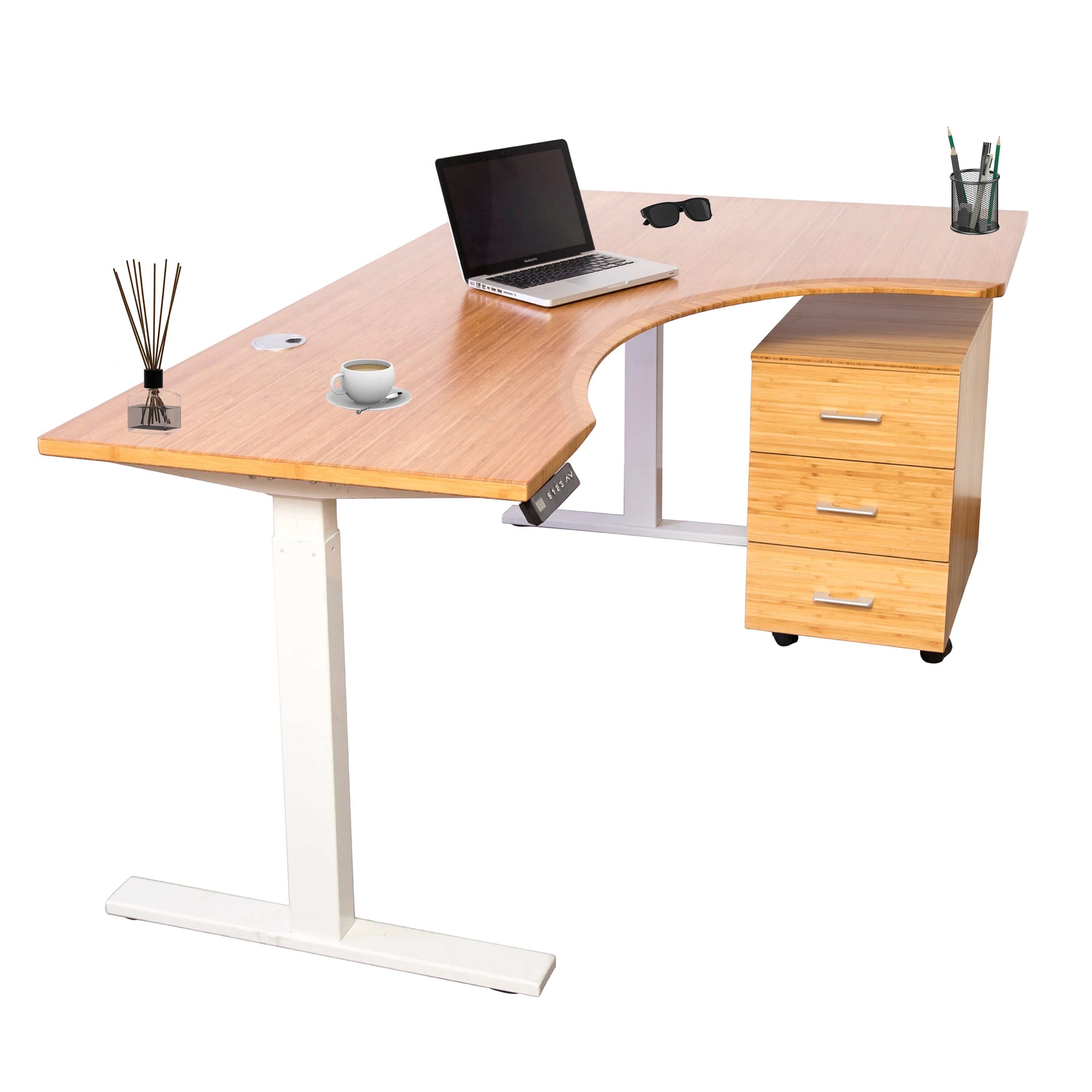 2024 Best Ergonomic L Shaped Electric Corner Standing Height Adjustable Standing Desk Office Desk Frame