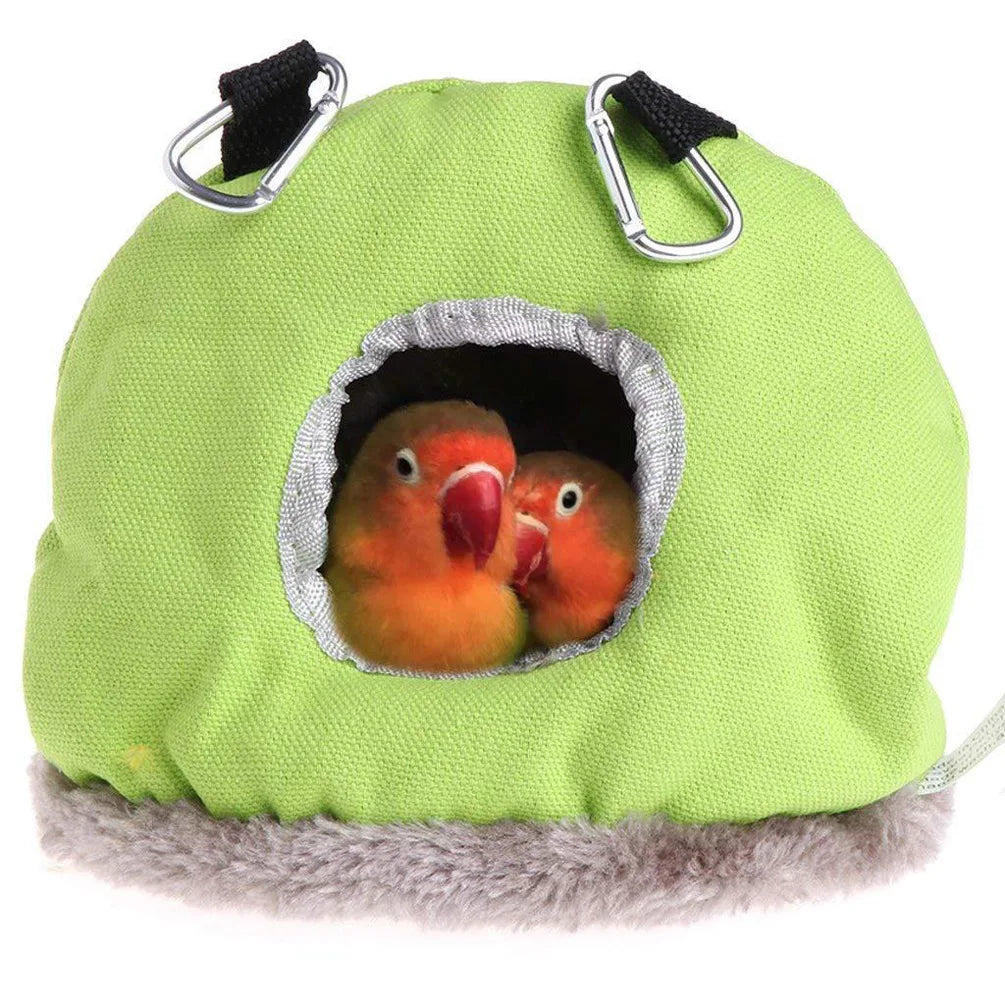 Pet Bird Supplies - Round Cozy Bird Nest Parrot Birdhouse with Insulated Cotton Bedding Bird Hammock
