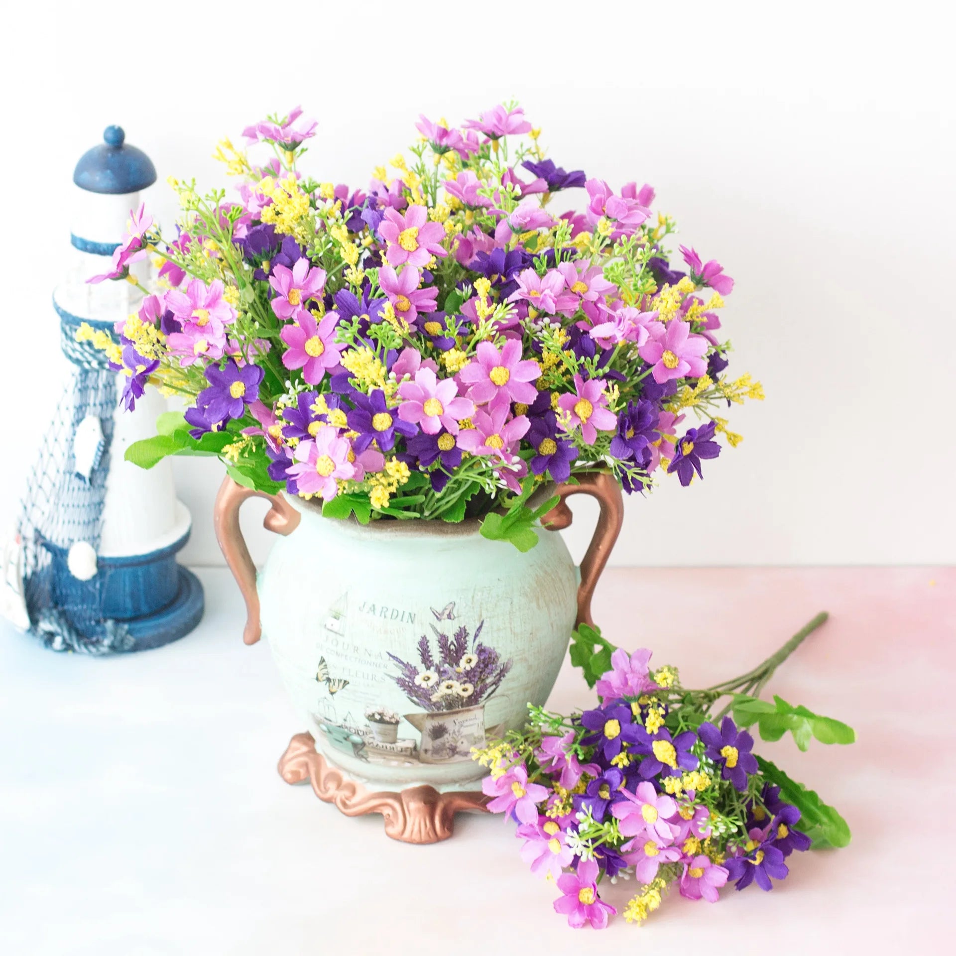 Nordic Flower Art 28 Orchid Chrysanthemum Daisies 7 Fork Imitation Decorative Silk Small Fresh Plastic False Flowers