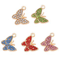 Hot Selling Cute Rhinestone Butterfly Pendant Charms Jewelry Making Shinning Beads for Earring Bracelets Accessories