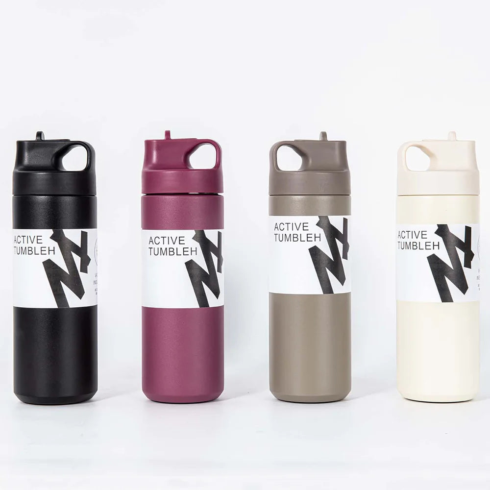 Custom Logo 550ml 304 Stainless Steel Sport Insulated Powder Coated Vacuum Water Bottle With Straw and Lid