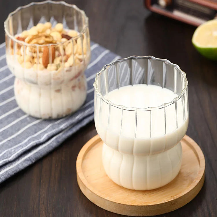 Wholesale Glass Drinking Cup Clear Ripple Glass Cup 250ml Cappuccino Coffee Cups