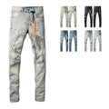 Custom Men's Vintage DTG Digital Printed Straight Leg Jeans Fashion High Street Slimming Pants Denim Fabric Medium for Autumn