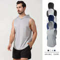 Men's New Fitness Loose Sports Vest Breathing Sleeveless Hooded Vest Training Basketball Workout Vest