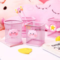 Kawaii pink Student Pen Holder Storage Box Desktop Decoration Metal Pen Holder
