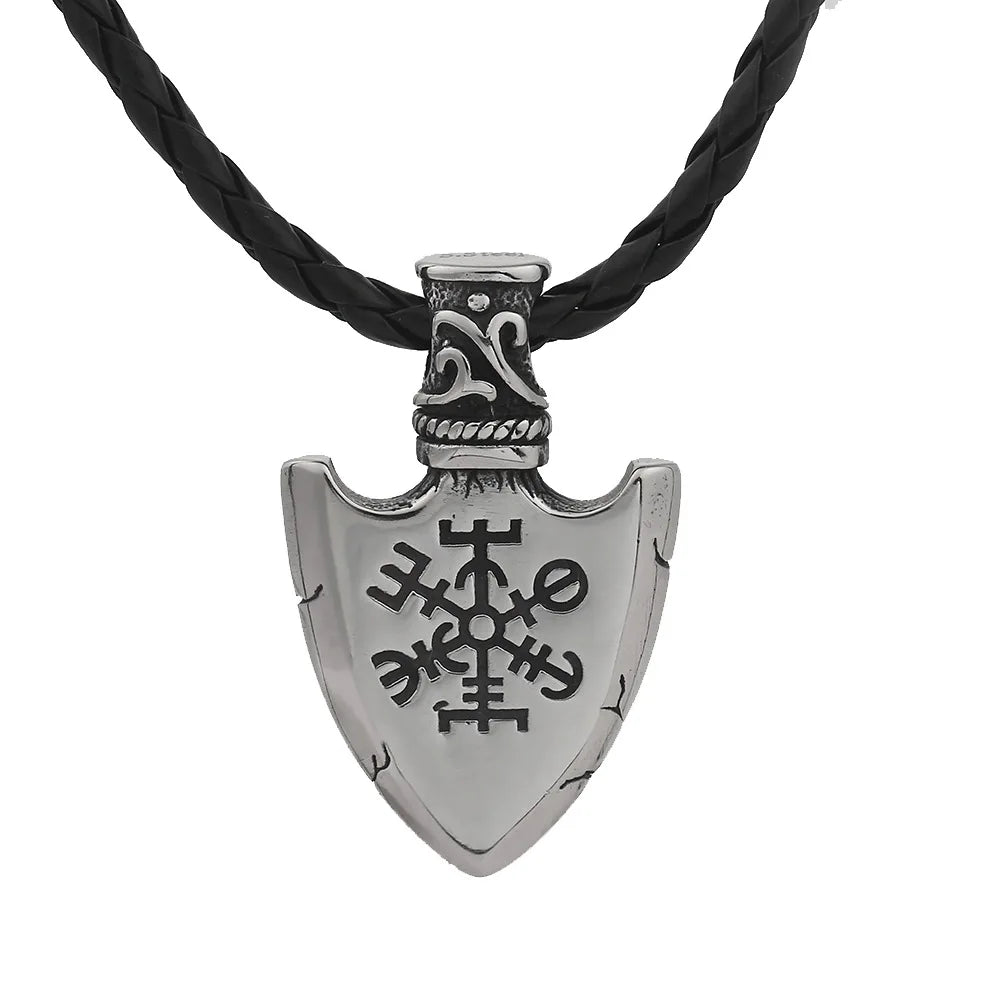 Stainless Steel Norse Viking Rune Symbol Odin Viking's Vegvisir Necklace