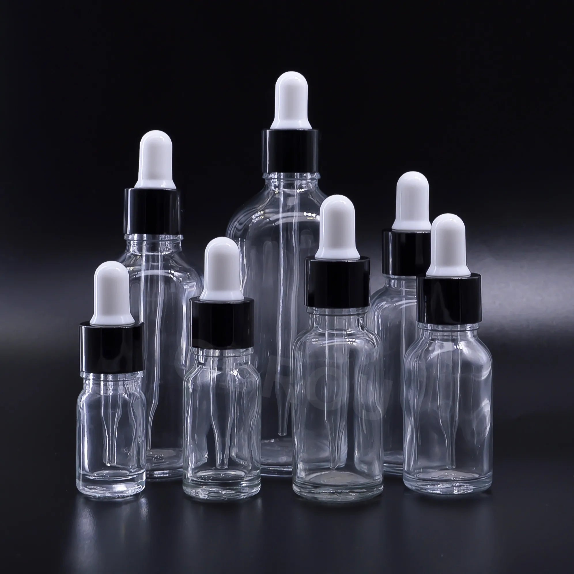 OBROU Transparent 15ml 20ml 30ml 50ml 100ml Round Serum Cosmetic Essential Oil Glass Dropper Bottle with Pipette