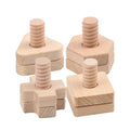 Nature Beech Wood Nuts and Bolts Set Shapes Matching ToysConstruction Fine Motor Skills for Kids