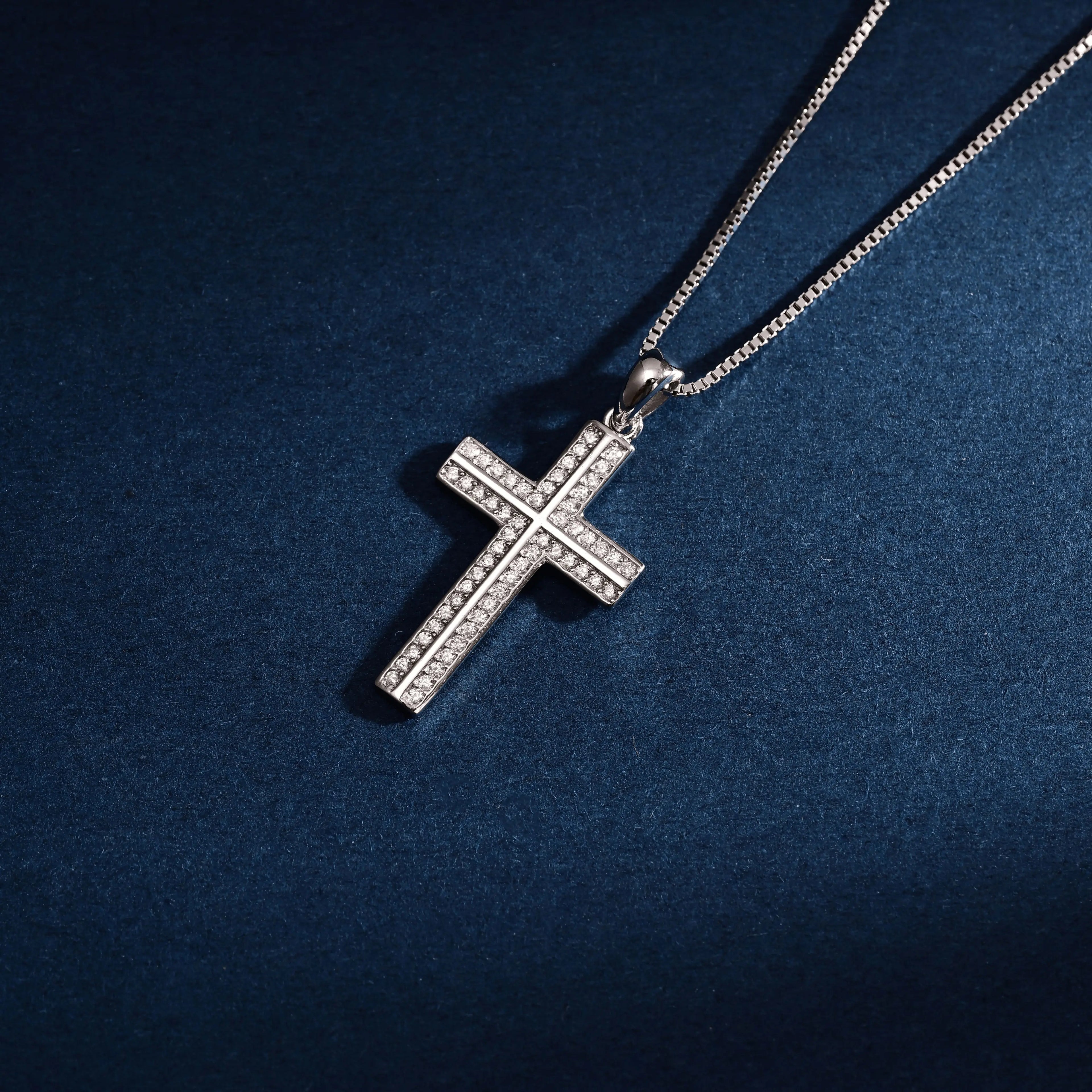 Wholesale Pendant Jewelry Rhodium Plated Cubic Zirconia Cross God Retro Pendant 925 Sterling Silver Fine Jewelry Pendant