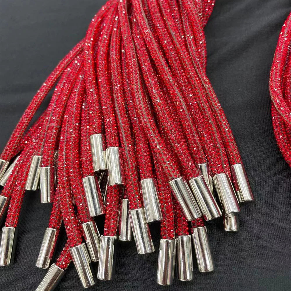 S528 6mm Crystal Rope Drawstrings Rhinestone Rope Strings for Hoodies Decoration