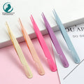Wholesale Stainless Steel Slanted Tip Eyelash & Eyebrow Tweezers with Comb-Lightweight & Durable OEM/ODM Custom Logo Available