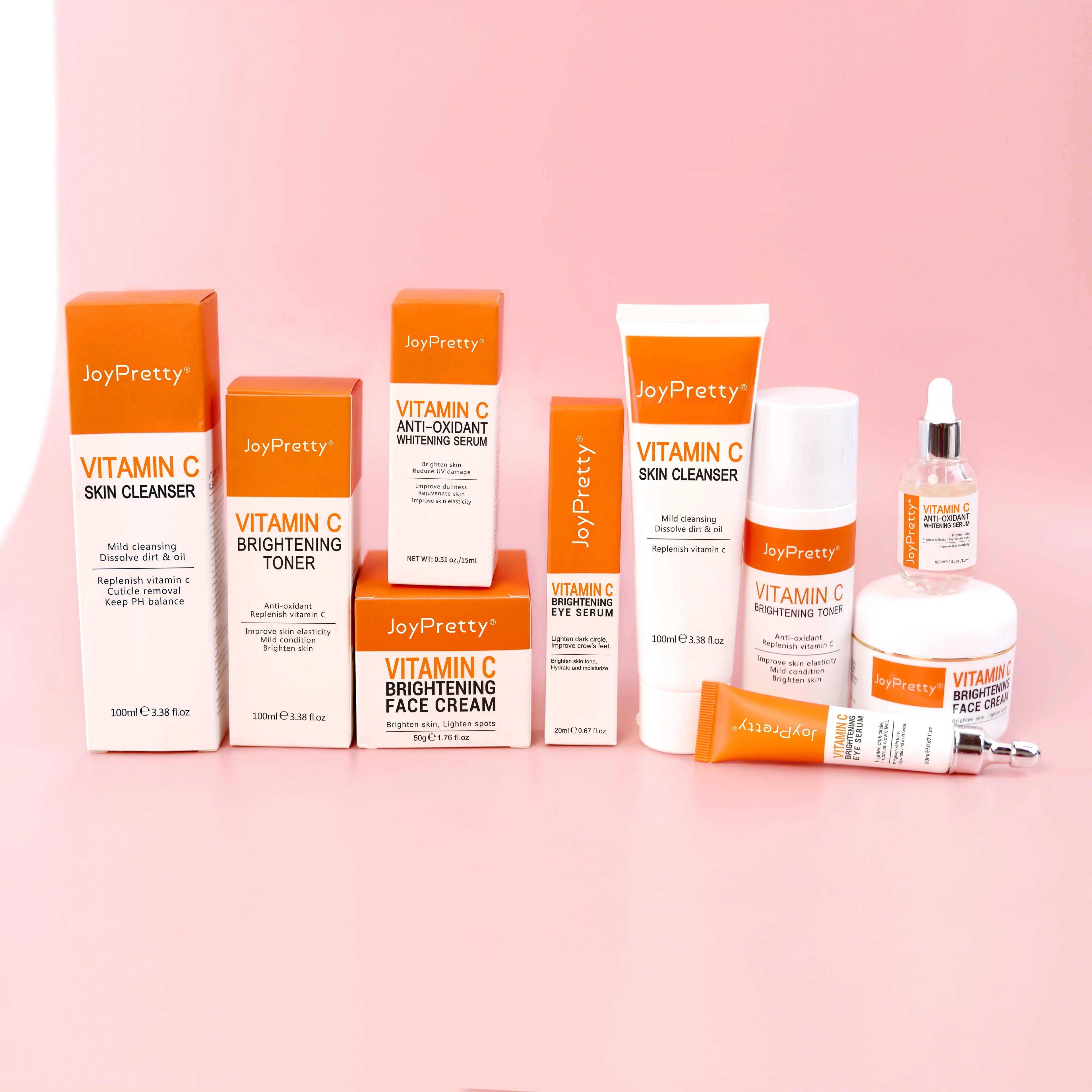 Private Label Face Care Organic Vitamin C Cream Skin Care Set Anti Acne Repair Dark Spot Remover Repairing Whitening Face Serum