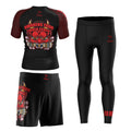 Japanese Illustrator Design Prajna Pattern Rash Guard Compression Shirt 4 Way Stretch Reinforced Seam Sweat Moisture for BJJ