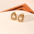 Stainless Steel 18K Gold Plated New Trendy Water Drop Full Zirconia Stud Earrings Jewelry for Women