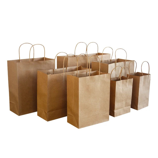 Printon Wholesale Disposable Printed logo square Bottom White Recycled Kraft Black Paper Bag with Handle