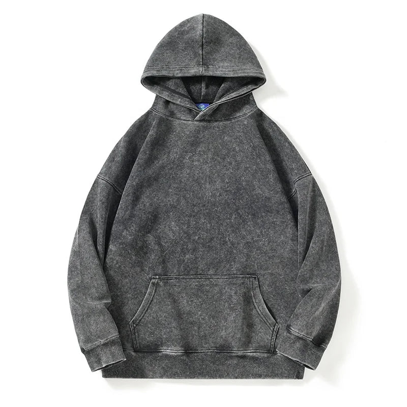 2025 Wholesale 330gsm Hoodi Sun Faded Hoodie Spring Fall E Quality No String Men Vintage Acid Wash Gray Hoodies