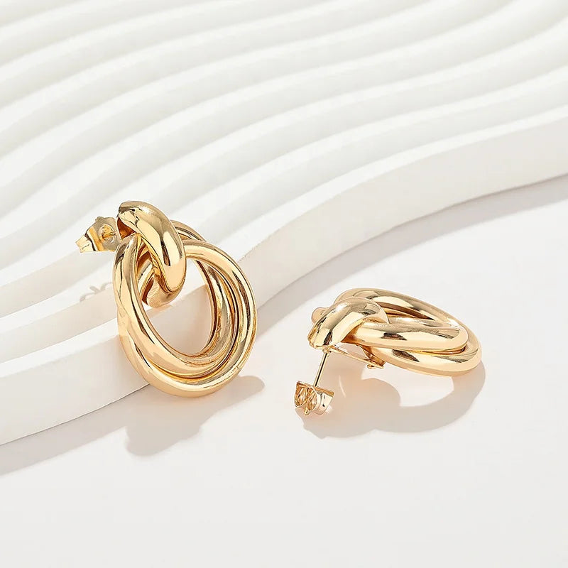 18K Laminated Gold Wholesale Oro Fashionable Women'S Stud 18K Gold Plated Earrings Wholesale Fashion Jewelry for Women Range