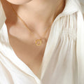 Fashion Jewelry Gold Plated Stainless Steel Irregular Circle Women Jewelry Pendant Necklaces