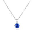 Round Treated Blue Sapphire Pendant925 Sterling Silver Double Prongs Cross Cross Pendant for Women Gift