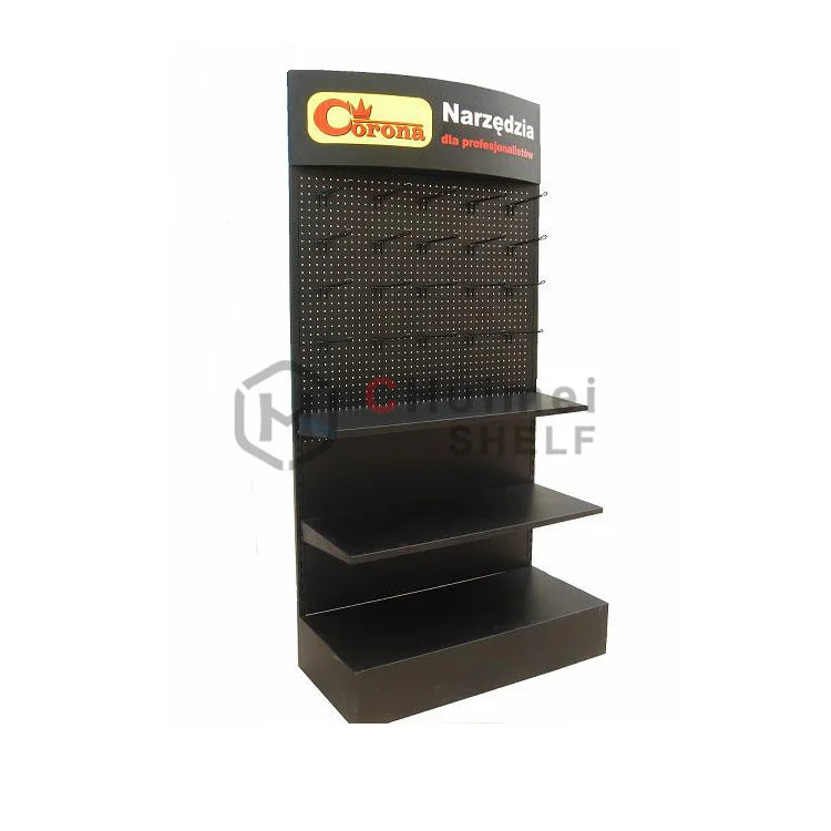 Metal Pegboard Light Duty Single Sided 3-5 Tiers Display Stand for Power Tool Storage-Rustproof Retail Shelf Customizable Size