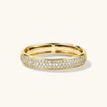 LOZRUNVE 925 Silver Minialist Rhodium Plated Pave Wide Band Half Eternity Ring